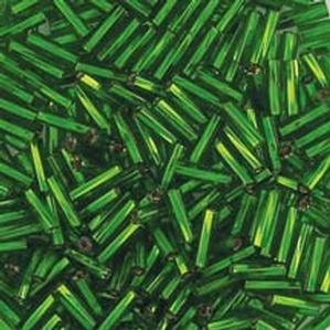 G1T#3-245 Green Silverlined Twisted Bugles